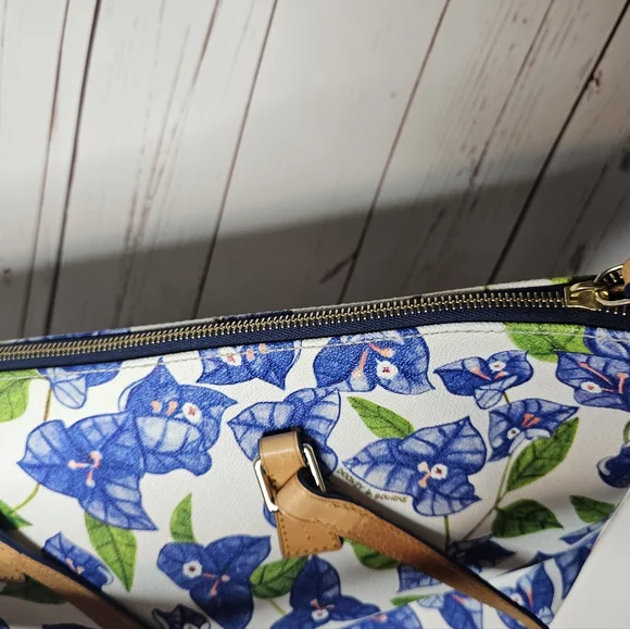 Dooney & Bourke Blue Bougainvillea Floral Handbag - Picture 5 of 15